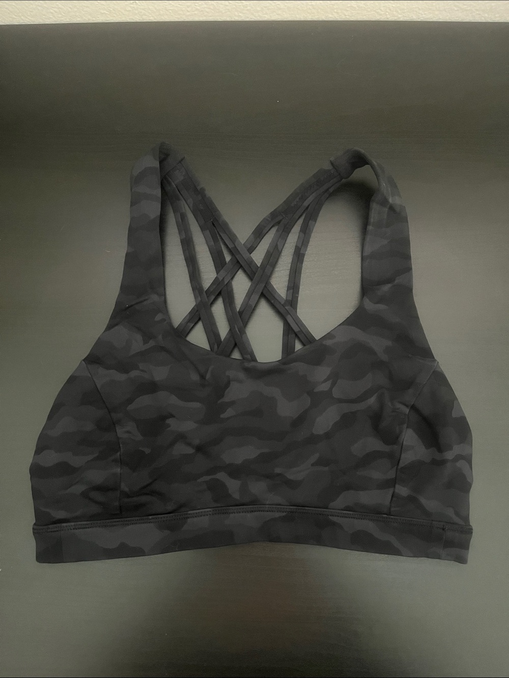 lululemon athletica Black Camo Strappy Sports Bra